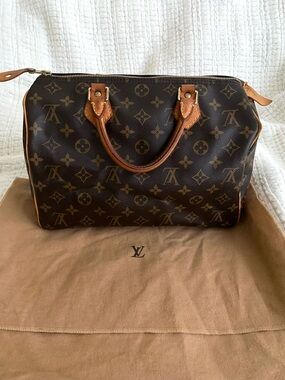 Louis Vuitton Speedy 30 Monogram Canvas Vachetta Bag Vintage